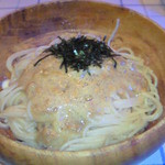 ROTORO - タラコとなっとうのパスタ　大盛り　点灯して撮影！