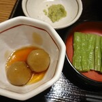 そじ坊 - そば団子、ワサビ、野沢菜