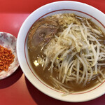 千里眼 - ラーメン 麺120g ヤサイ少な目・ニンニク・ショウガ・アブラちょっとのカラアゲ別皿で 780円