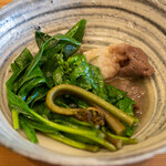 柚木元 - 2020.4 草鍋2杯目（行者にんにく、のらぼう菜、ワラビ入り）