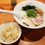 麺屋 六感堂 - 煮干和えそば＋炊き込みご飯