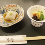 和 吉野 - 蓮豆腐とホワイトアスパラの酢味噌かけ