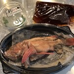 割烹 清風 - きんきの煮つけ（きんき、煮汁、白髪ねぎは別々）