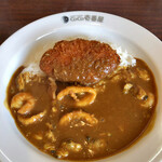 カレーハウス ＣｏＣｏ壱番屋 - 海の幸カレー 大豆ミートのメンチカツ ライス少なめ