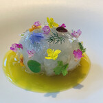 ラ カンロ - 【Tartar：サフラン、タイラギ貝】
      ★ 白海老とタイラギ貝のタルタル、甘手鰈包み、サフランソース