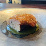 ラ カンロ - 【Farce：手羽先、鮑】
      ★ 信州黄金軍鶏（名古屋コーチンと軍鶏の掛け合わせ）の手羽先、鮑とオマール海老、鮑の肝ソース