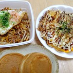  富士家 - 料理写真:肉玉子焼そば＋肉玉子お好み焼き＋大判焼き