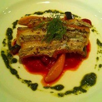 キノシタ - クミンをつけて香ばしく焼き上げた本日の鮮魚　揚げた茄子、ズッキーニ