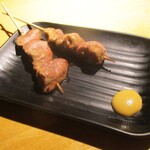 心人 - レバー（串）：辛子を付けて頂きます。　　　　　2020.05.09