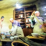 蘭州拉麺店 火焔山 - 麺の製法。