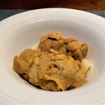 蒼 - 三皿目：青森の蝦夷紫海胆と唐津の赤海胆の冷静フェデリーニ　超絶の美味しさに笑いが出てしまいます( ´∀｀ )　