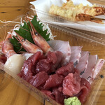 Kushitengochi - 海老天＆刺身盛り合わせ 1,100円