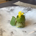 プレゼンテ スギ - 蕗の薹とイカにルッコラのアイス