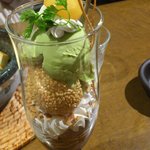 茶屋 草木万里野 - わらび餅と抹茶アイスのパフェ