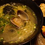 貝の真寿 - アサリラーメン定食(少し食べちゃった(>_<))