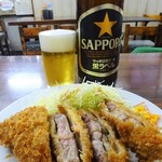 揚げ立てトンカツビール