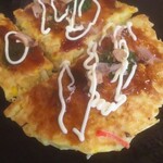 お好み焼き まりや - 相方作、月見コーン天。