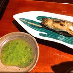 銀座 しのはら - 稚鮎の塩焼きと蓼酢