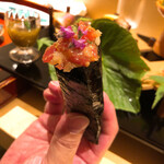 銀座 しのはら - まぐろとべったら漬けの手巻き