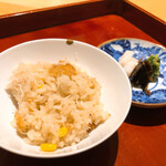 銀座 しのはら - 毛蟹ととうもろこしのコロッケご飯 少なめ
