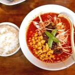 Tantammenyadaigakumaeten - 辛ネギコーン坦々麺（太麺）＆ ライス