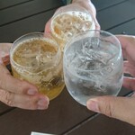 ロペ倶楽部 テラスレストラン - ハイボールと芋焼酎水割りで乾杯
