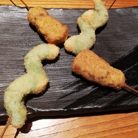 串揚げ 依知川 - 海老のしそ巻き、角煮