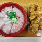 Unigoya - ぶりマグロ丼（600円）を購入、＋200円でとり天！！