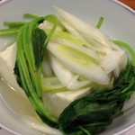 日の出 - 蛤のうまみがしみこんだ、葱・水菜・豆腐♪