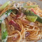 のんびりや食堂 - Aコース アスパラのカルボナーラに変更
