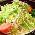 Radish, mizuna, and fried potato salad
