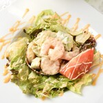 Creamy salad with plump shrimp and avocado