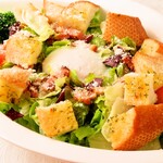 Caesar salad with thick-sliced bacon and garlic toast ~ served with hot spring egg ~