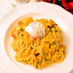 Plenty of pumpkin cream spaghetti ~ served with hot spring egg ~