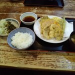 小魚天ぷら 大釜戸めし　天風 - 天ぷら定食730円