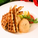 Caramel mousse Ice cream ~ served with waffles ~