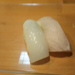 Sushi Tatsu - 中にぎり（1800円）最初は イカ  カンパチ