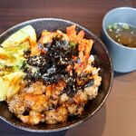 百野焼肉 - 20200527ホルキム丼・スープ