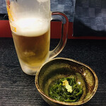 千寿庵 - 口取りと生ビール　一気に飲んでしまいました…