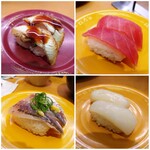 Sushiro - 鰻蒲焼き、大切りめばち鮪、鯵、いか。