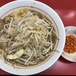 千里眼 - ラーメン 麺120g ニンニク・ショウガ・アブラちょっとのカラアゲ別皿で 780円