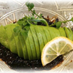 Avocado and rock seaweed with wasabi