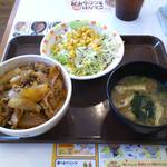 すき家 - 牛丼ミニのサラダセット330円（ツユダク＆ネギダク）