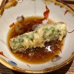 日本橋 蕎ノ字 - 火入れを十分したアスパラの根元