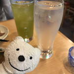 Ajino Mise Nodaya - 緑茶サワー、小鶴黒 Green Tea Sour, Kozuru Kuro Black Koji Malted Sweet Potato Shochu and Water！♪☆(*^o^*)