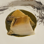 鮨 由う - 蒸し鮑の肝ペースト和え
