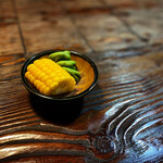 手打ち蕎麦 天婦羅 雨安居 - そら豆とコーンのボイル