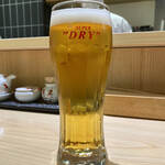 Sushi Hayata - まずはビールですねぇ、やっぱり