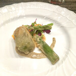 ジュンジーノ - 花ズッキーニ オマール海老(料理名 聞き取れず)