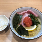 中華そば 四つ葉 - カルピスバターの明太クリームまぜそば(追い飯付き)